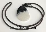 NGP5665 Agate flat teardrop pendant with nylon cord necklace