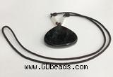 NGP5672 Agate flat teardrop pendant with nylon cord necklace