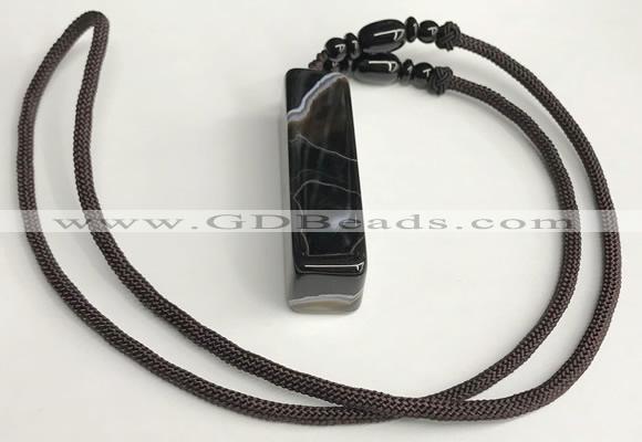 NGP5710 Agate cuboid pendant with nylon cord necklace