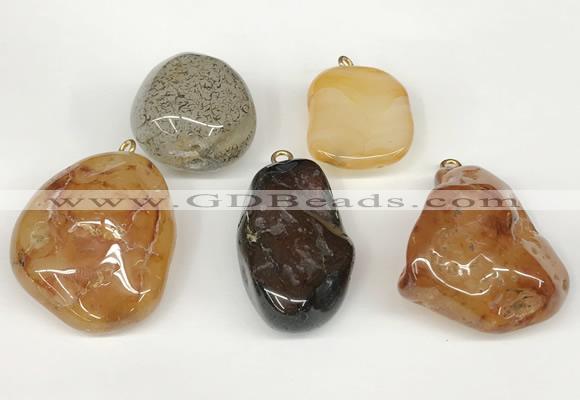 NGP5744 22*28mm - 30*45mm nuggets agate pendants wholesale