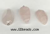 NGP5771 22*48mm - 25*55mm flat teardrop rose quartz pendants