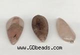 NGP5772 22*48mm - 25*55mm flat teardrop strawberry quartz pendants