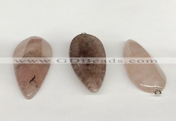 NGP5772 22*48mm - 25*55mm flat teardrop strawberry quartz pendants