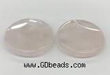 NGP5844 50mm flat round rose quartz pendants wholesale