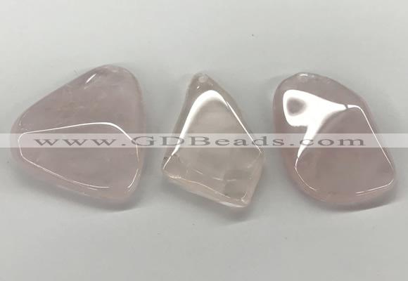 NGP5849 28*45mm - 40*55mm freeform rose quartz slab pendants