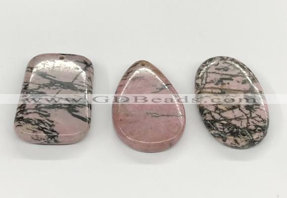 NGP5868 30*50mm freeform rhodonite pendants wholesale