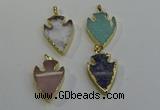 NGP6005 22*30mm - 25*35mm arrowhead mixed gemstone pendants