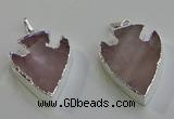 NGP6008 22*30mm - 25*35mm arrowhead rose quartz pendants