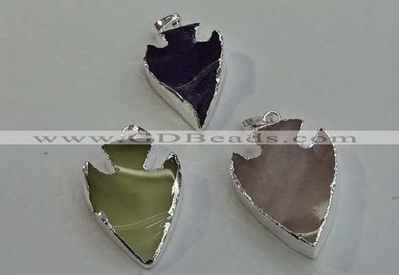 NGP6009 22*30mm - 25*35mm arrowhead mixed gemstone pendants