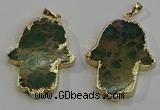 NGP6032 22*40mm - 25*45mm hamsahand sea sediment jasper pendants