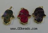 NGP6034 22*40mm - 25*45mm hamsahand sea sediment jasper pendants