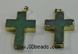 NGP6037 30*40mm - 35*45mm cross green aventurine pendants