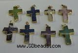 NGP6044 30*40mm - 35*45mm cross mixed gemstone pendants