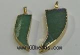 NGP6057 15*40mm - 18*45mm horn green aventurine pendants