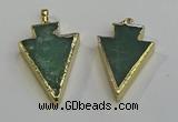 NGP6063 20*40mm - 25*45mm arrowhead green aventurine pendants