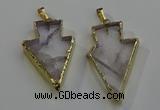 NGP6067 20*40mm - 25*45mm arrowhead white crystal pendants