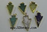 NGP6068 20*40mm - 25*45mm arrowhead mixed gemstone pendants