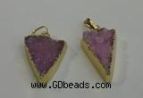 NGP6072 20*25mm - 25*35mm triangle druzy quartz pendants