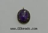 NGP6097 20*25mm - 22*30mm oval amethyst pendants wholesle