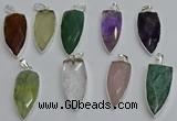 NGP6115 12*35mm - 15*40mm arrowhead mixed gemstone pendants