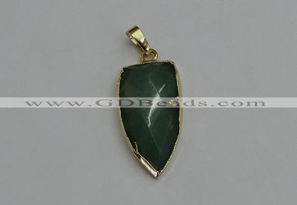 NGP6124 12*35mm - 15*40mm arrowhead green aventurine pendants