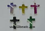 NGP6164 25*40mm - 30*40mm cross agate gemstone pendants