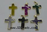 NGP6174 25*40mm - 30*40mm cross agate gemstone pendants