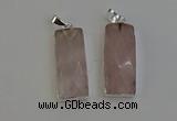 NGP6181 14*30mm - 15*38mm faceted rectangle rose quartz pendants