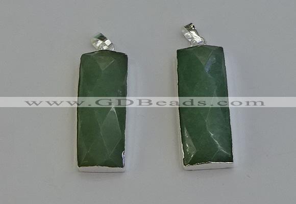 NGP6185 14*30mm - 15*38mm faceted rectangle green aventurine pendants