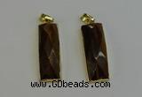 NGP6205 14*30mm - 15*38mm faceted rectangle yellow tiger eye pendants