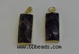 NGP6206 14*30mm - 15*38mm faceted rectangle amethyst pendants