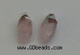 NGP6219 12*28mm - 15*30mm faceted bullet rose quartz pendants