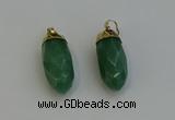 NGP6241 12*28mm - 15*30mm faceted bullet green aventurine pendants