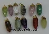 NGP6250 12*28mm - 15*30mm faceted bullet mixed gemstone pendants