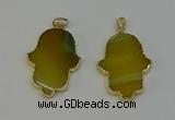 NGP6255 22*40mm - 25*45mm hamsahand agate gemstone pendants