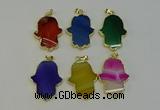 NGP6263 22*40mm - 25*45mm hamsahand agate gemstone pendants