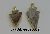 NGP6280 22*35mm - 24*45mm arrowhead druzy agate pendants