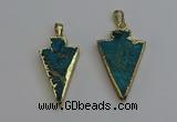 NGP6316 20*35mm - 25*40mm arrowhead sea sediment jasper pendants