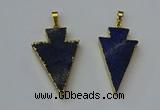 NGP6325 20*40mm - 25*45mm arrowhead lapis lazuli pendants