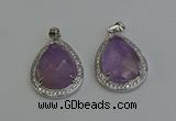 NGP6334 25*30mm teardrop light amethyst pendants wholesale