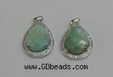 NGP6338 25*30mm teardrop amazonite gemstone pendants wholesale