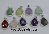 NGP6348 25*30mm teardrop mixed gemstone pendants wholesale