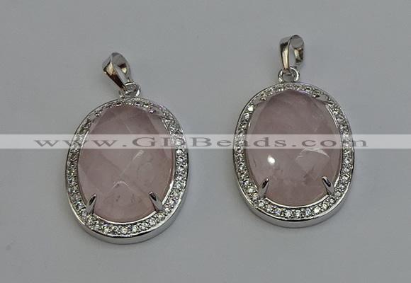 NGP6351 25*30mm oval rose quartz gemstone pendants wholesale