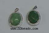 NGP6359 25*30mm oval green aventurine pendants wholesale