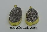 NGP6373 25*35mm - 26*40mm freeform plated druzy agate pendants