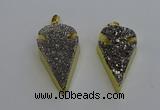 NGP6375 23*42mm - 25*45mm arrowhead plated druzy agate pendants