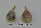 NGP6390 20*30mm - 25*30mm flat teardrop druzy agate pendants