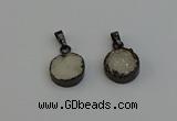 NGP6392 15mm - 16mm coin druzy agate gemstone pendants