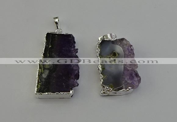 NGP6398 18*30mm - 25*40mm freeform druzy amethyst pendants