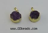 NGP6404 20mm - 22mm coin druzy amethyst pendants wholesale